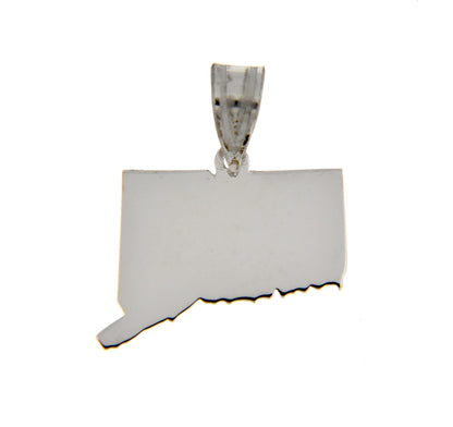 14k gold or sterling silver connecticut ct state map pendant charm personalized monogram