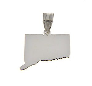14K Gold or Sterling Silver Connecticut CT State Map Pendant Charm Personalized Monogram