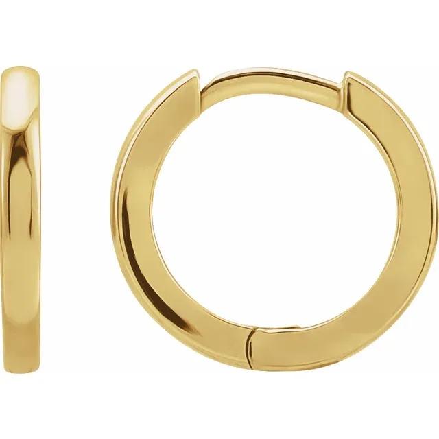 platinum 14k solid yellow rose white gold 15mm classic round huggie hinged hoop earrings