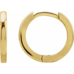 画像をギャラリービューアに読み込む, Platinum 14K Solid Yellow Rose White Gold 15mm Classic Round Huggie Hinged Hoop Earrings

