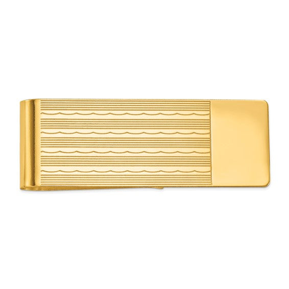 14K Solid Yellow Gold Money Clip Personalized Engraved Monogram
