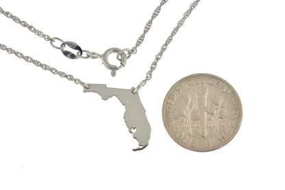 14k gold 10k gold silver florida fl state map necklace heart personalized city