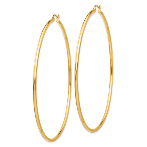 14k yellow gold classic round extra large hoop earrings 73mm x 2mm
