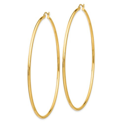 14k yellow gold classic round extra large hoop earrings 73mm x 2mm
