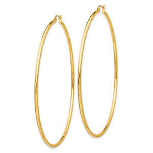 14K Yellow Gold Classic Round Extra Large Hoop Earrings 73mm x 2mm