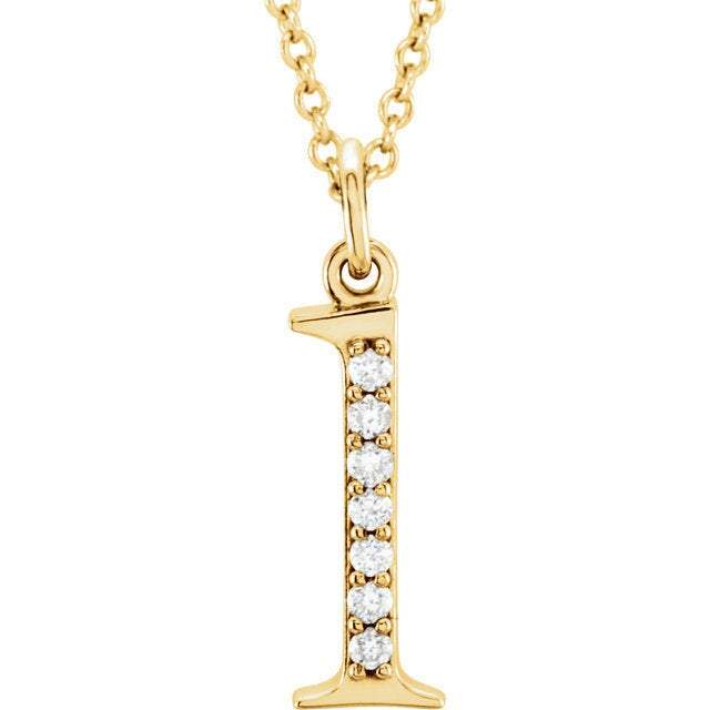 14k yellow rose white gold .04 ctw diamond tiny petite lowercase letter l initial alphabet pendant charm necklace