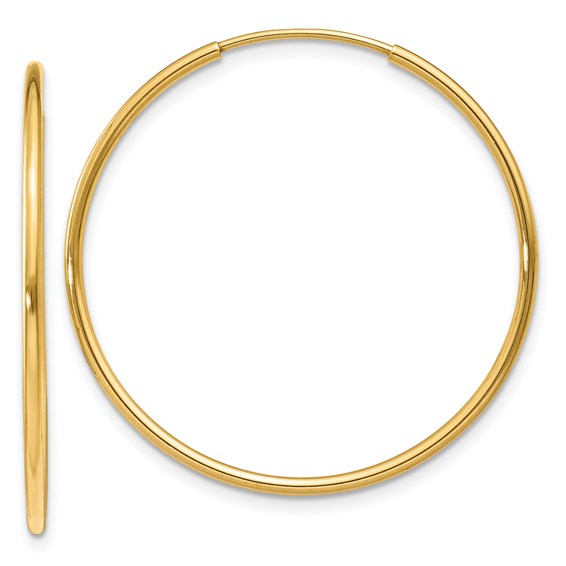 14k Yellow Gold Round Endless Hoop Earrings 27mm x 1.25mm