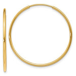 Indlæs billede til gallerivisning 14k Yellow Gold Round Endless Hoop Earrings 27mm x 1.25mm
