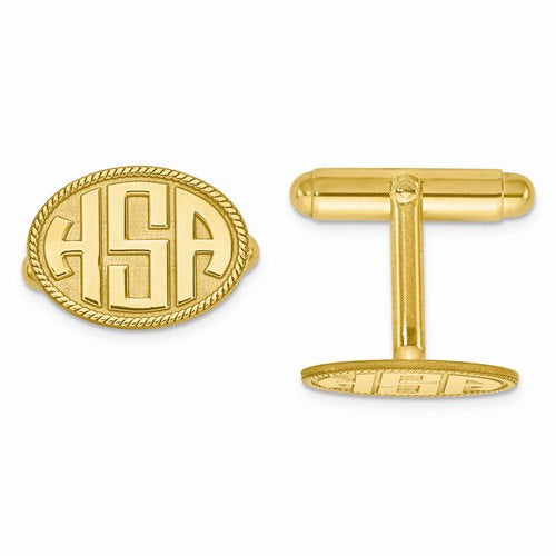 14k yellow gold 14k white gold sterling silver oval cufflinks cuff links personalized monogram
