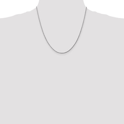 14k white gold 1.75mm diamond cut rope bracelet anklet choker necklace pendant chain