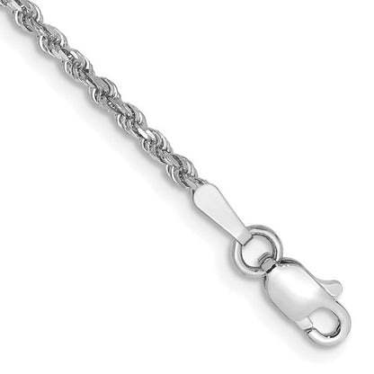 14k white gold 1.75mm diamond cut rope bracelet anklet choker necklace pendant chain