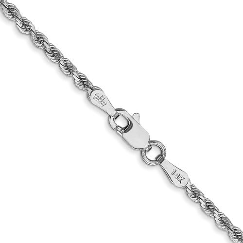 14k white gold 2mm diamond cut rope bracelet anklet choker necklace pendant chain