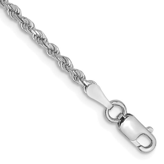 14k white gold 2mm diamond cut rope bracelet anklet choker necklace pendant chain