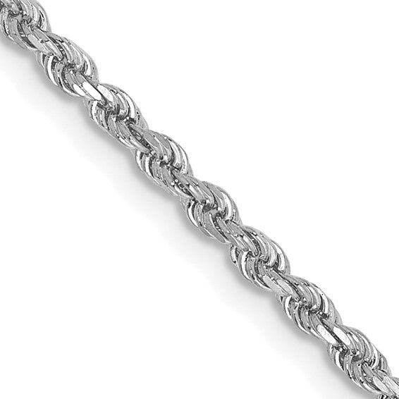 14k white gold 2mm diamond cut rope bracelet anklet choker necklace pendant chain