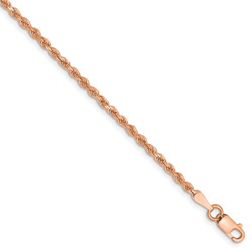 14k rose gold 2mm diamond cut rope bracelet anklet necklace choker pendant chain