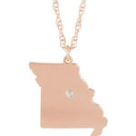 Carica l&#39;immagine nel visualizzatore di Gallery, 14k 10k Yellow Rose White Gold Diamond Silver Missouri MO State Map Personalized City Necklace
