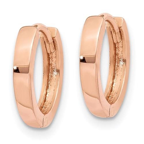 14k rose gold classic huggie hinged hoop earrings 11mm x 2mm