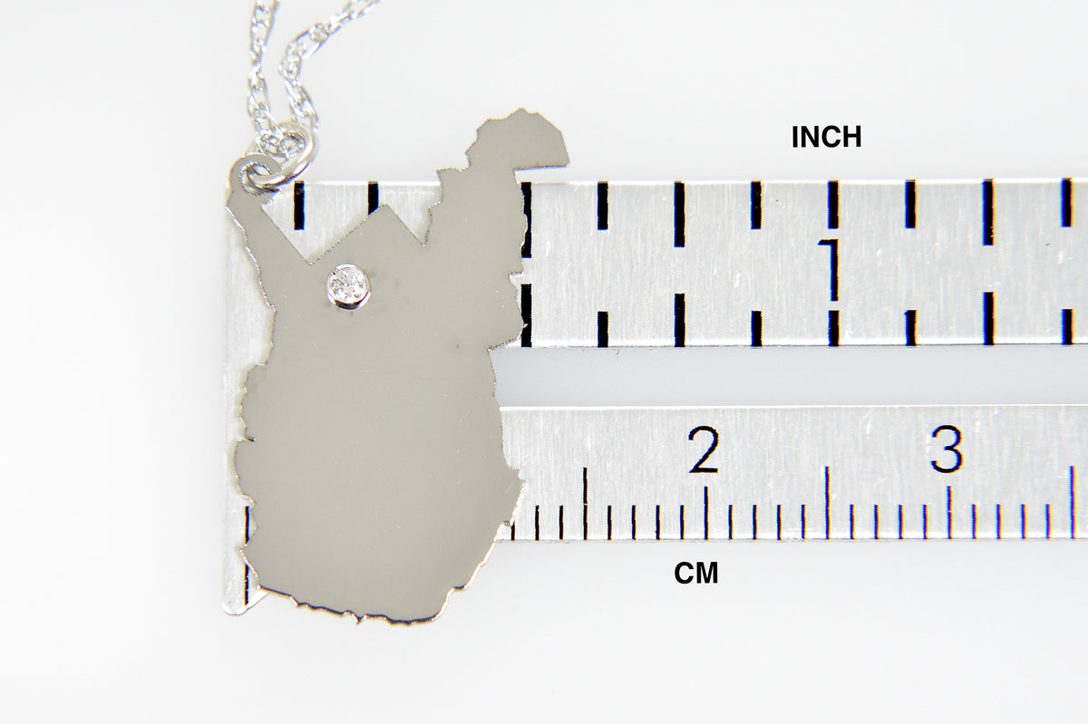 14k 10k yellow rose white gold diamond silver west virginia wv state map personalized city necklace