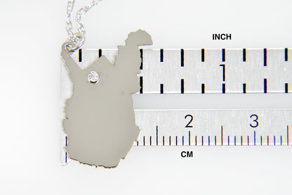 14k 10k yellow rose white gold diamond silver west virginia wv state map personalized city necklace