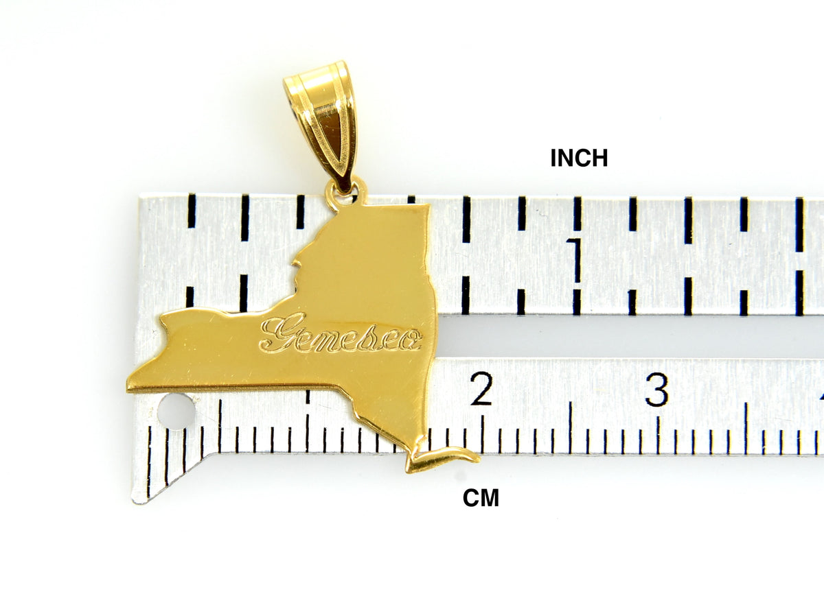14k gold or sterling silver new york  ny state map pendant charm personalized monogram
