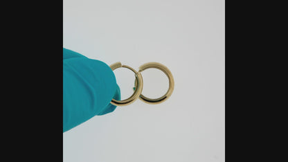 10k Yellow Gold Classic Huggie Hinged Hoop Earrings 15mm x 15mm x 4mm
