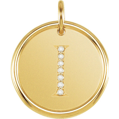14k yellow rose white gold genuine diamond uppercase letter i initial alphabet pendant charm custom made to order personalized engraved