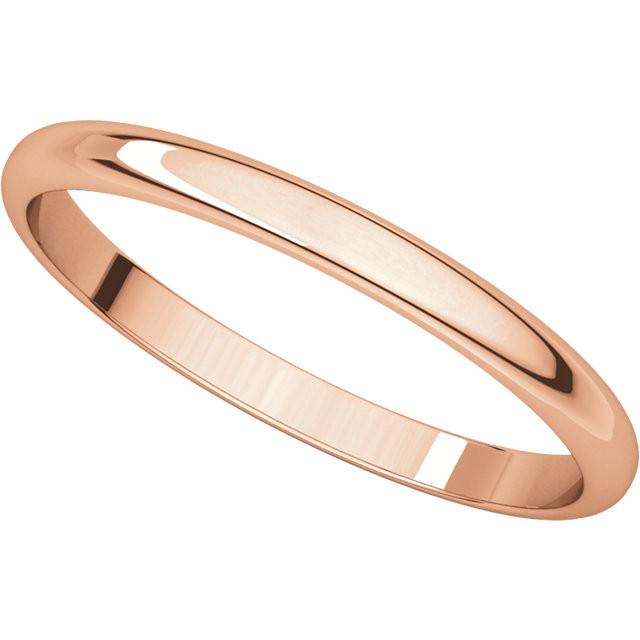 14k rose gold 2mm wedding anniversary promise ring band half round light