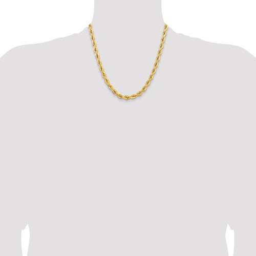 14K Solid Yellow Gold 6.5mm Diamond Cut Rope Bracelet Anklet Choker Necklace Pendant Chain