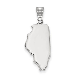 14K Gold or Sterling Silver Illinois IL State Map Pendant Charm Personalized Monogram