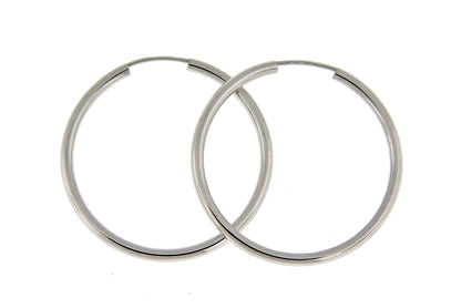 14k white gold round endless hoop earrings 30mm x 2mm