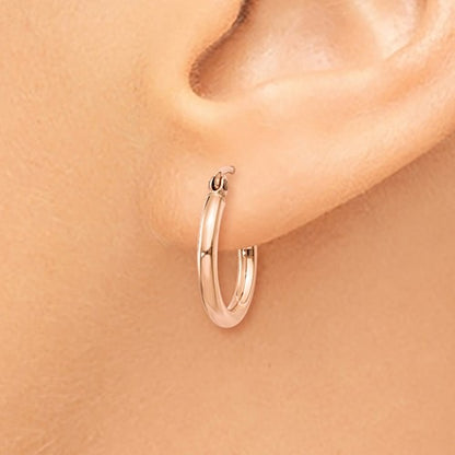 14k rose gold classic round hoop earrings 14mm x 2mm