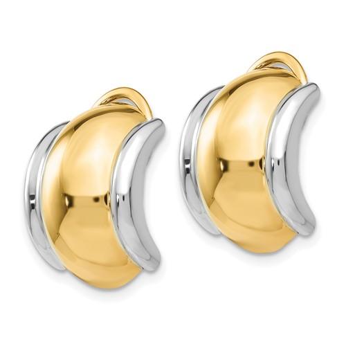 14k yellow white gold two tone non pierced clip on earrings