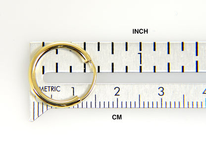 14k yellow gold round endless hoop earrings 15mm x 2mm