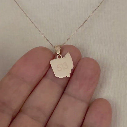 14K Gold or Sterling Silver Ohio OH State Map Pendant Charm Personalized Monogram