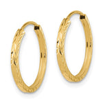 Load image into Gallery viewer, 14k Yellow Gold Diamond Cut Square Tube Round Endless Hoop Earrings 17mm x 1.35mm
