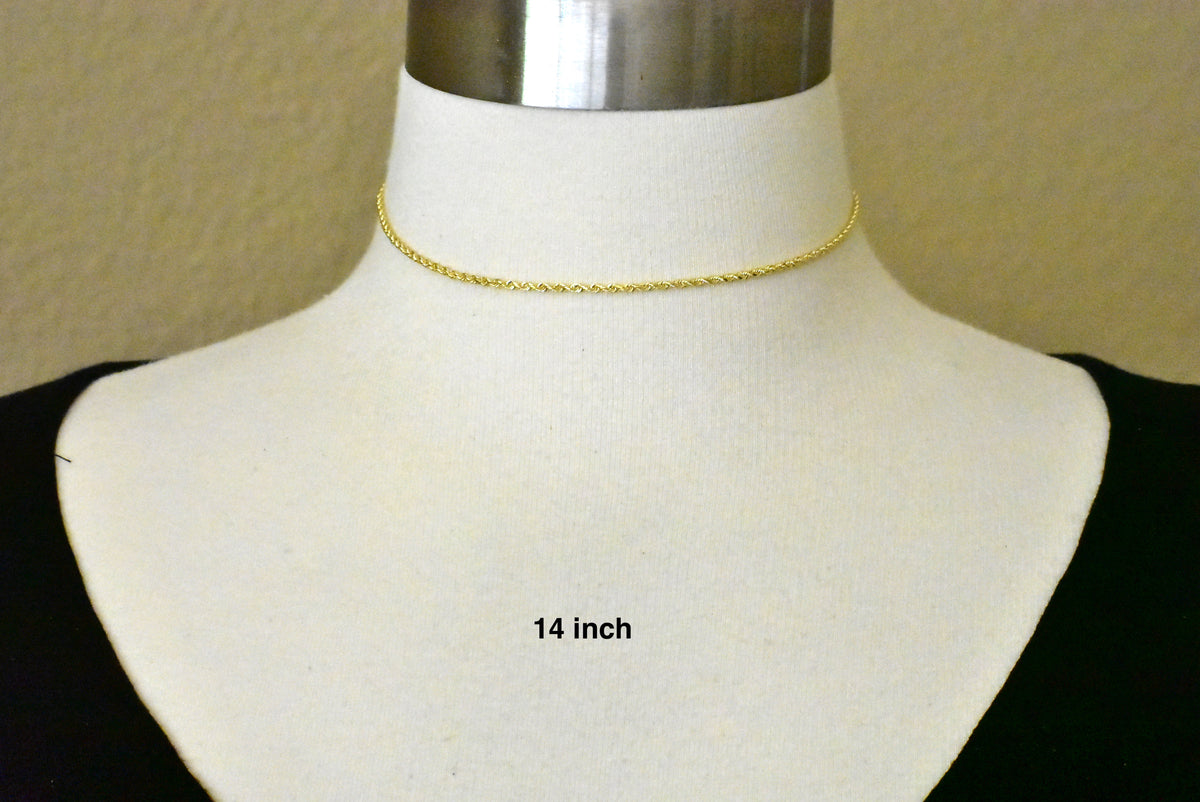 14k yellow gold 2mm diamond cut quadruple rope bracelet anklet necklace chain