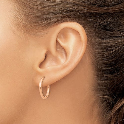 14k rose gold hoop non pierced clip on endless round hoop earrings 19mm x 2mm