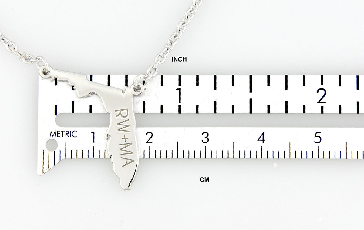 14k gold or sterling silver florida fl state necklace personalized monogram