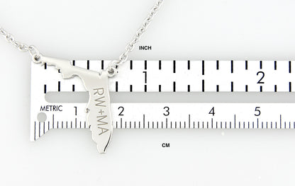 14k gold or sterling silver florida fl state necklace personalized monogram