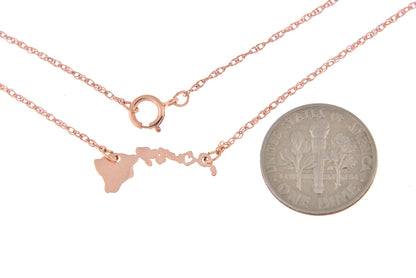 14k gold 10k gold silver hawaii state map necklace heart personalized city