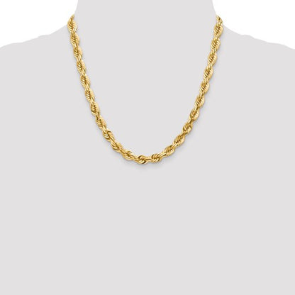 14k solid yellow gold 7mm diamond cut rope bracelet anklet choker necklace pendant chain