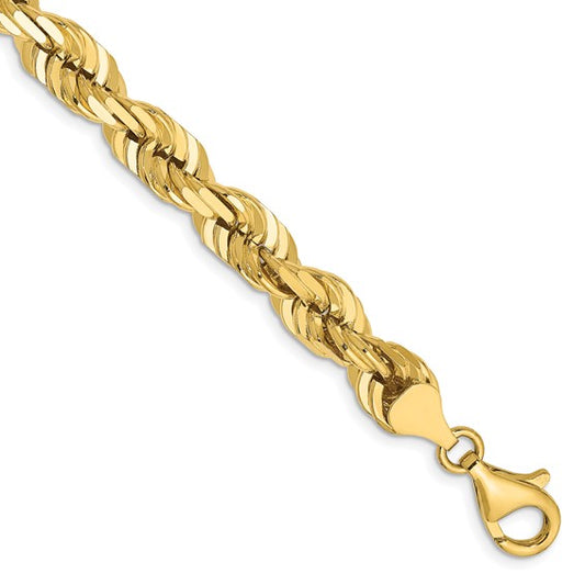 14k solid yellow gold 7mm diamond cut rope bracelet anklet choker necklace pendant chain
