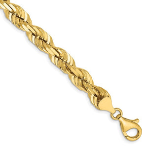 14K Solid Yellow Gold 7mm Diamond Cut Rope Bracelet Anklet Choker Necklace Pendant Chain