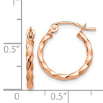 Załaduj obraz do przeglądarki galerii, 14K Rose Gold Fancy Twisted Hoop Earrings 15mm x 2mm
