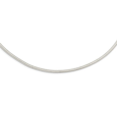 Sterling Silver 4mm Round Omega Cubetto Choker Necklace Pendant Chain