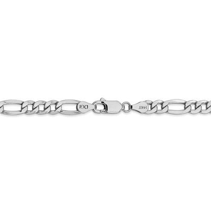 14k white gold 5.75mm lightweight figaro bracelet anklet choker necklace pendant chain