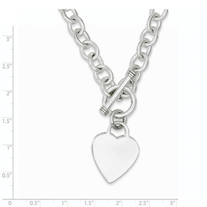 sterling silver heart tag toggle necklace custom engraved personalized monogram 18 inches