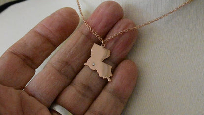 14k 10k Yellow Rose White Gold Diamond Silver Louisiana LA State Map Personalized City Necklace