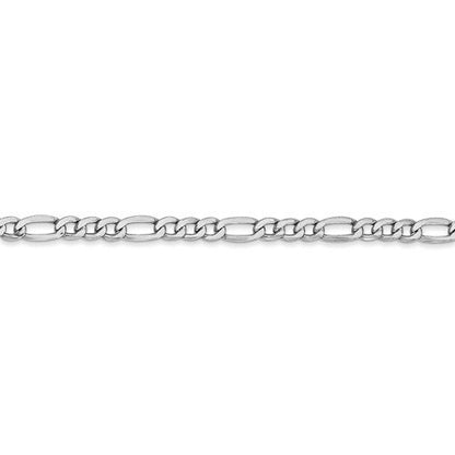14k white gold 3.5mm lightweight figaro bracelet anklet choker necklace pendant chain