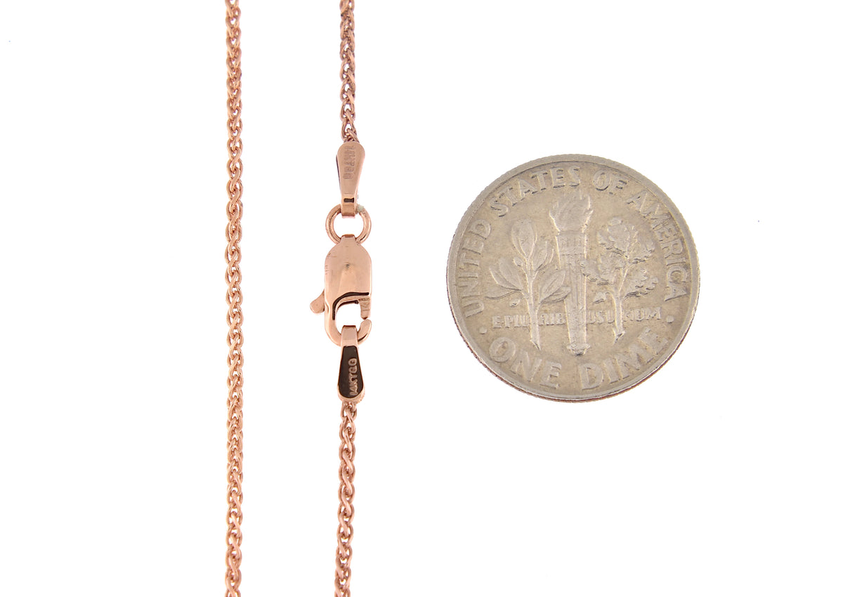 14k rose gold 1.2mm diamond cut spiga wheat bracelet anklet choker necklace pendant chain